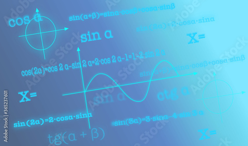Tableau sur toile graphical abstraction of trigonometry, mathematical background
