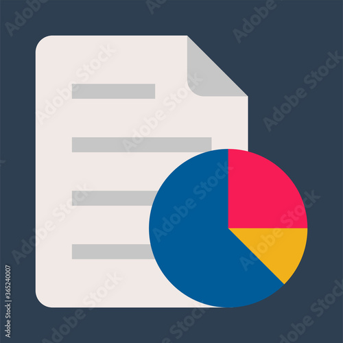 Business   Finance  Pie chart file  Flat color icon.