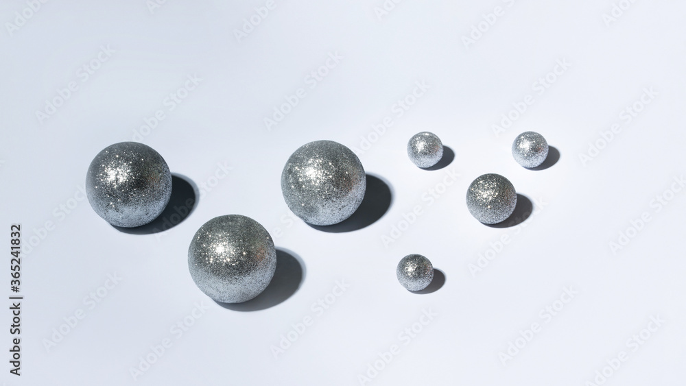 Baner with shiny hristmas balls with a hard shadow. Holiday concept. Baner with shiny hristmas balls with a hard shadow. Holiday concept.