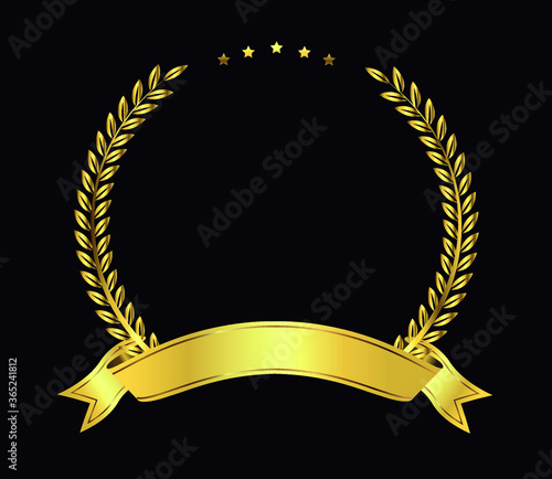 Gold laurel wreath with ribbon