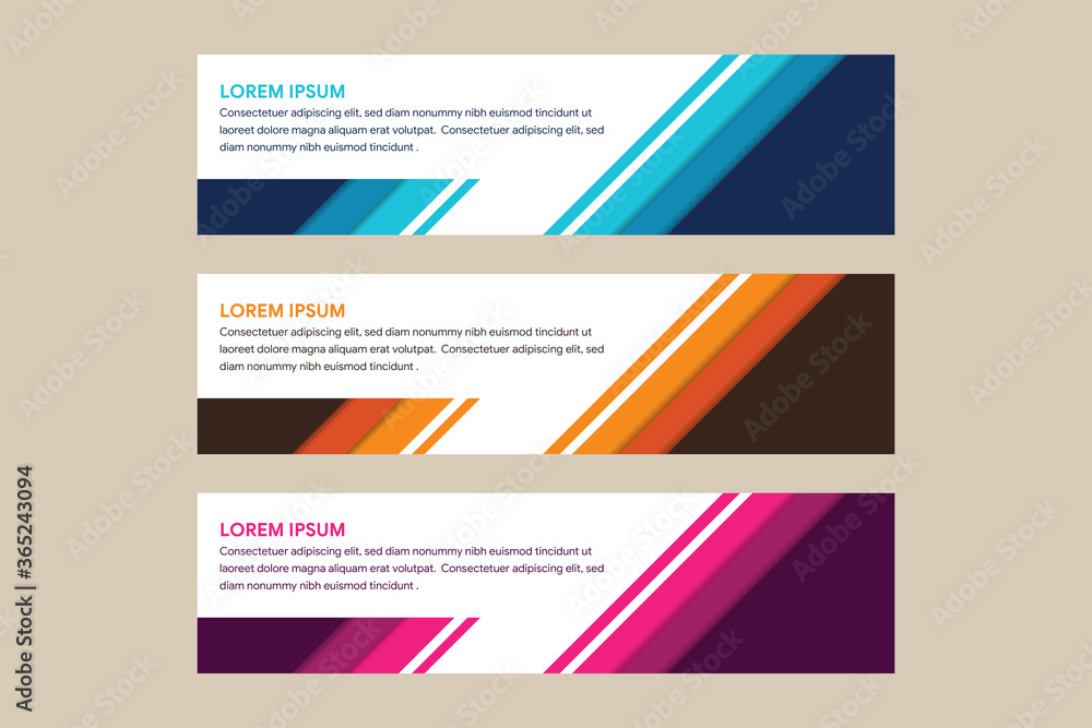 Fototapeta premium Abstract Web banner design background or header Templates. diagonal element with flat blue, orange and pink colors and shadow. white space for sample text location
