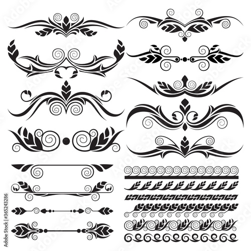 Calligraphic design elements page art decor set