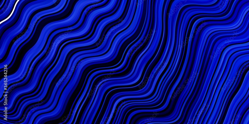 Dark BLUE vector background with curved lines. Bright illustration with gradient circular arcs. Pattern for websites, landing pages.