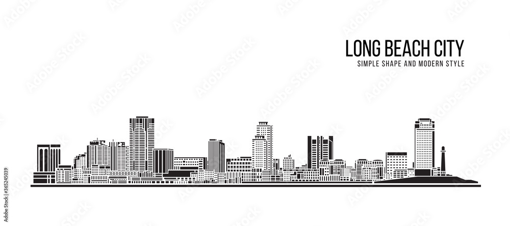 Cityscape Building Abstract Simple shape and modern style art Vector design - Long Beach city