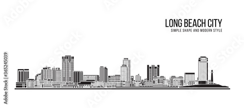 Cityscape Building Abstract Simple shape and modern style art Vector design - Long Beach city © ananaline