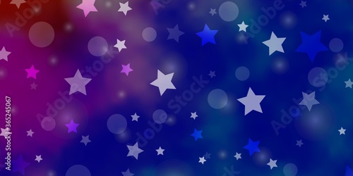 Light Multicolor vector background with circles, stars. Abstract illustration with colorful shapes of circles, stars. Design for wallpaper, fabric makers.