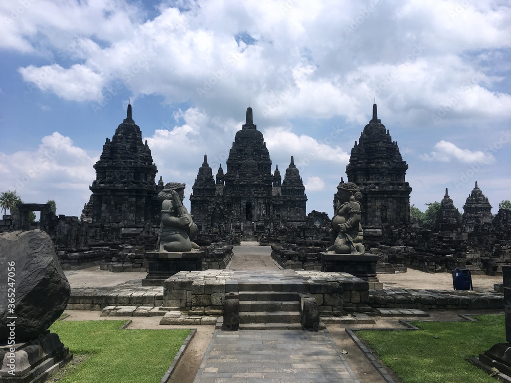 Asian country Indonesia. Java island. Ancient Prambanan temple