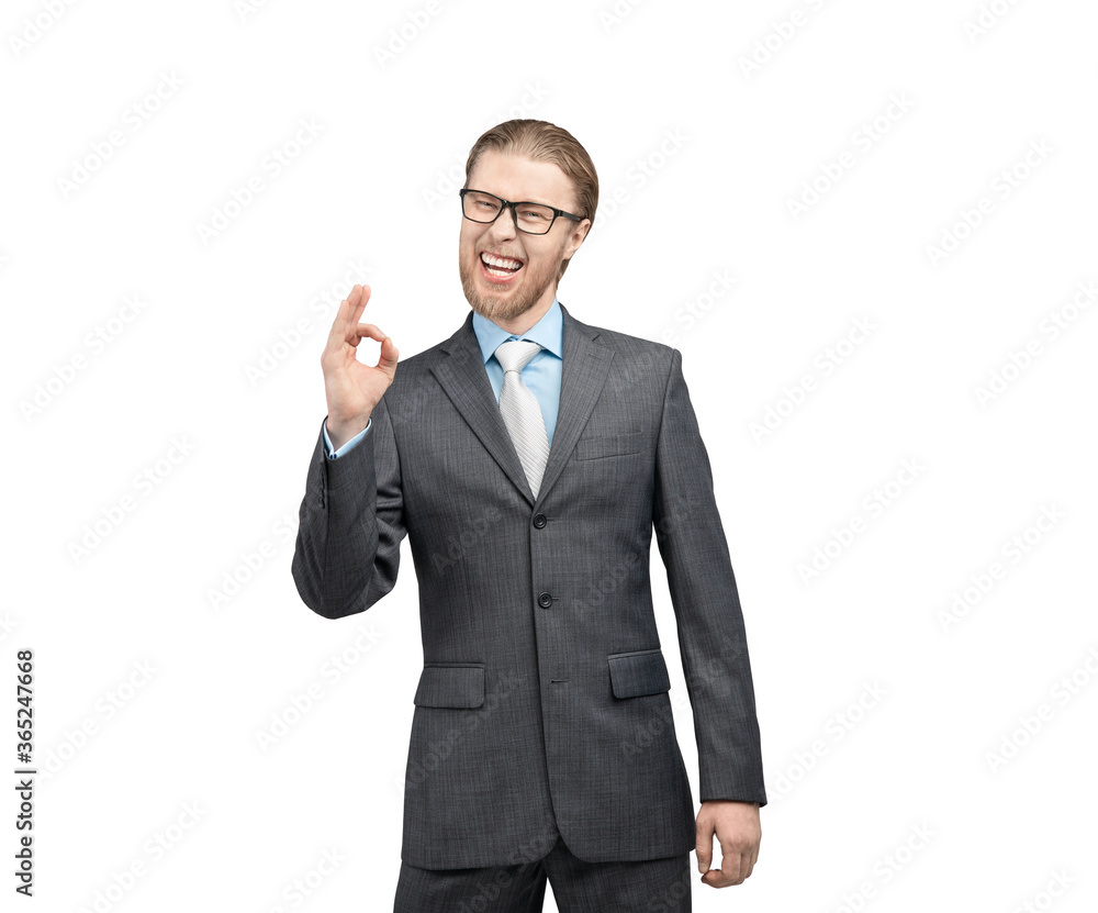 portrait man businessman showing gesture OK portrait man businessman showing gesture OK