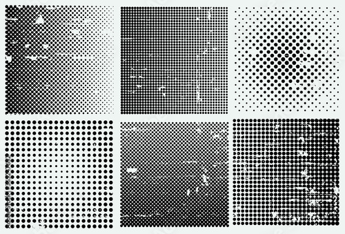 Set of halftone textured backgrounds.