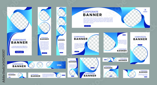 set of creative web banners of standard size with a place for photos. Vertical, horizontal and square template. vector illustration
