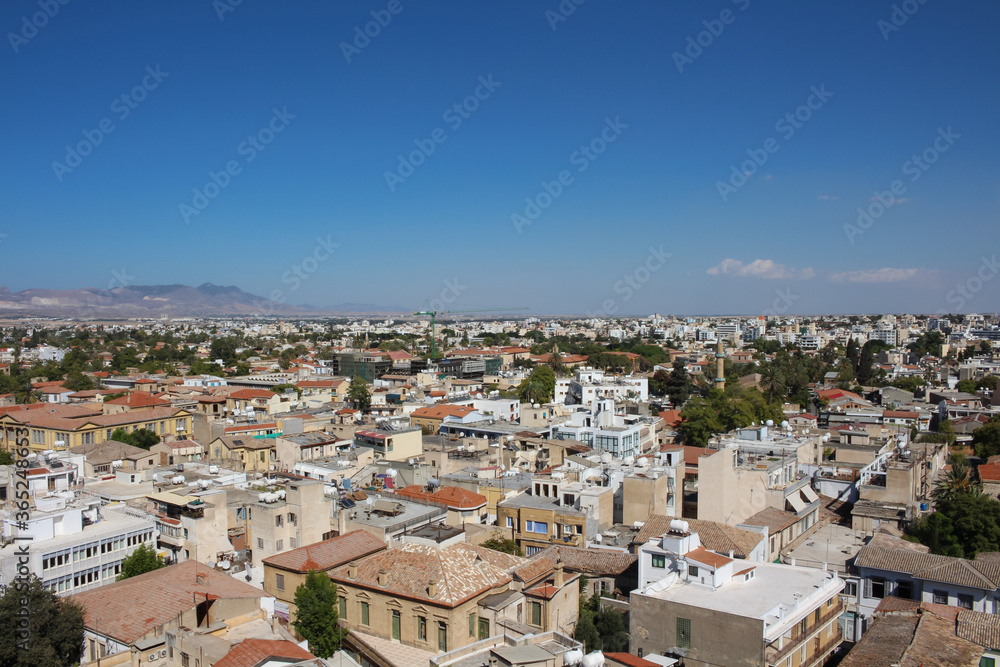 Panorama of the city of Nicosia from the observation deck of Shacolas Tower. Nicosia. Cyprus.