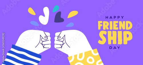 Friendship day banner of friends doing fist bump