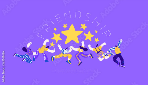 Friendship web template of friend group high five