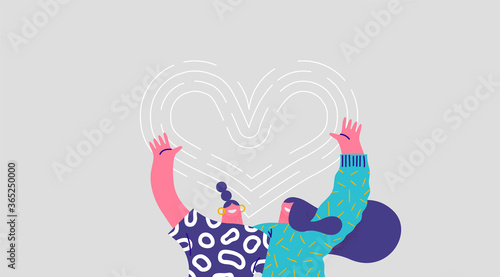 Two girl friend hug together love concept isolated