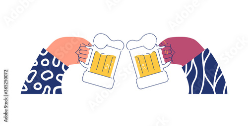 Two hands drinking beer glass toast isolated