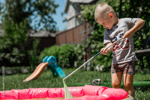 child play at the pool