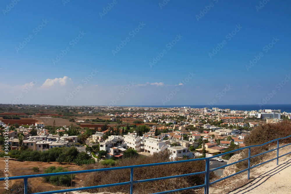 Protaras from the observation deck, where the Church of St. Elijah is located. Cyprus.