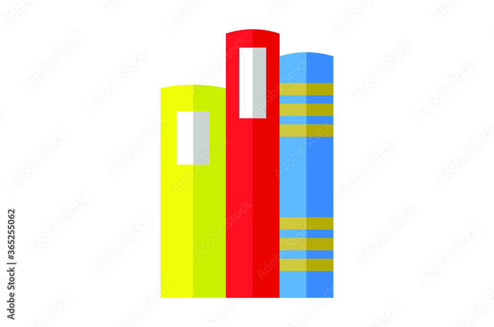 Vector flat design of three books isolated on white background. Education symbol. Vector flat design of three books isolated on white background. Education symbol.