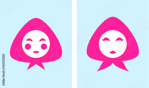 Girl in pink scarf. Vector illustration.