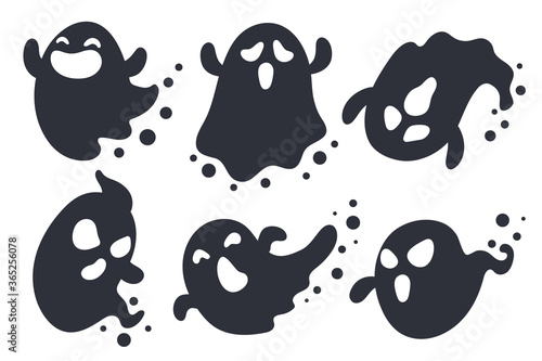 Halloween Ghost Cartoon. The scary and evil ghosts face flew out to haunt people merrily on Halloween.