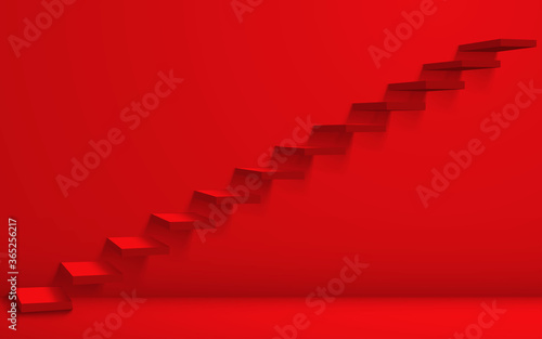 red staircase and light in the red room