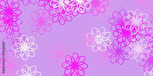 Light Purple vector doodle pattern with flowers.