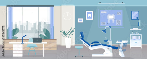 Dental room flat color vector illustration