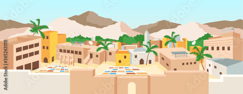 Tunisian medina flat color vector illustration