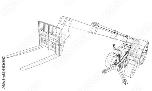 Forklift concept. 3d illustration