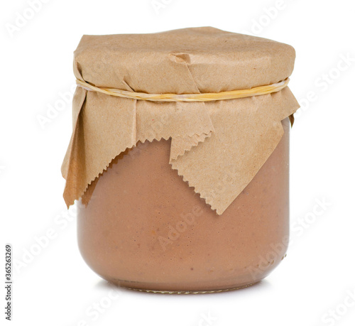 Jar of pate on white background isolation