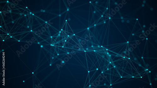 Abstract technology background. Network connection structure on blue background. 3D rendering. © ihor