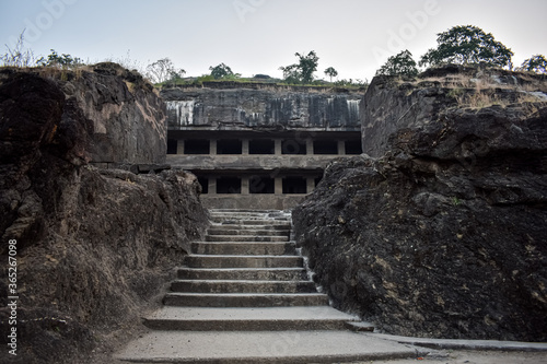 ancient stone carving ellora cave  aurangabad  maharastra india asia