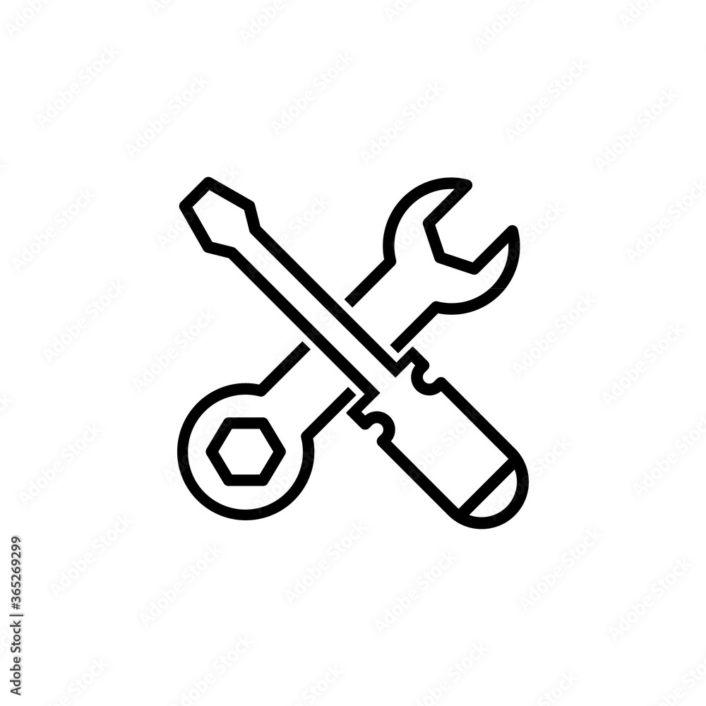 Screwdriver and wrench outline image design Screwdriver and wrench outline image design