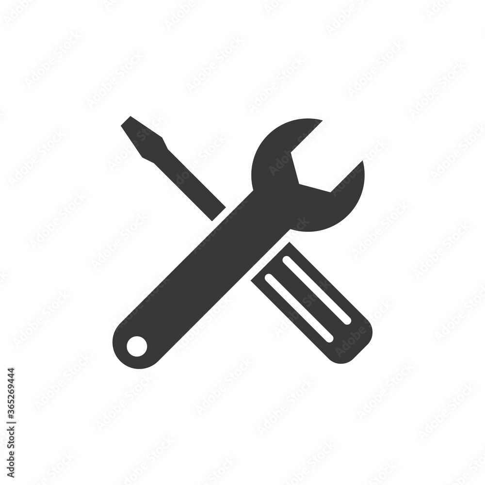 Service tools vector icon isolated on white Service tools vector icon isolated on white