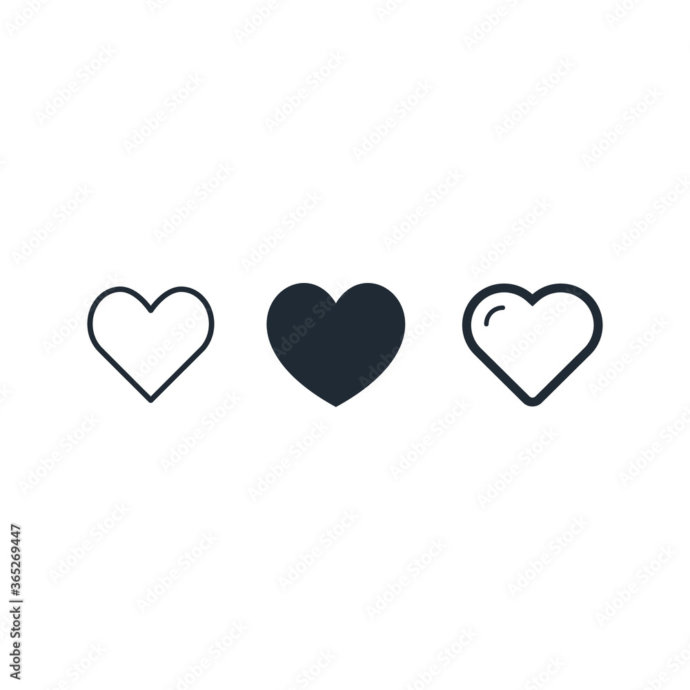 Set line icons of heart and love concept