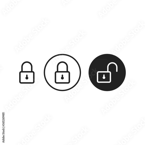 Set of Silhouette of locked and unlocked padlock. Flat design