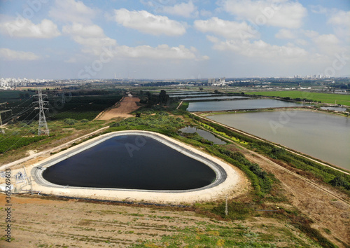 artificial pond of a triangular oval shape photo