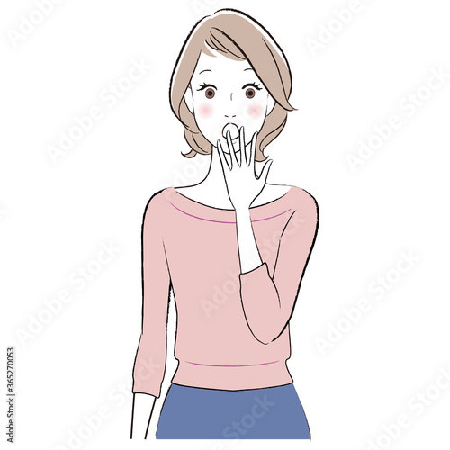 驚く　ショックを受ける女性