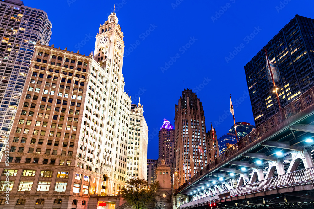 Downtown Chicago at Michigan Avenue Bridge - Illinois, United States