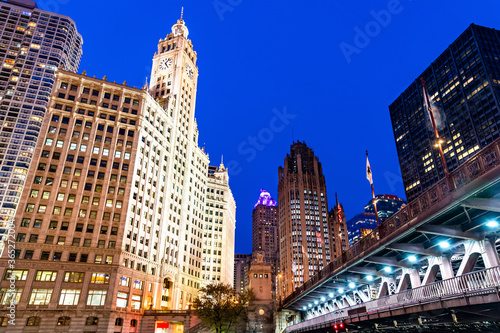 Downtown Chicago at Michigan Avenue Bridge - Illinois, United States © Leonid Andronov