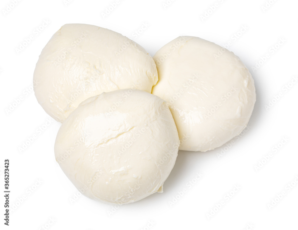 mozzarella balls on white background