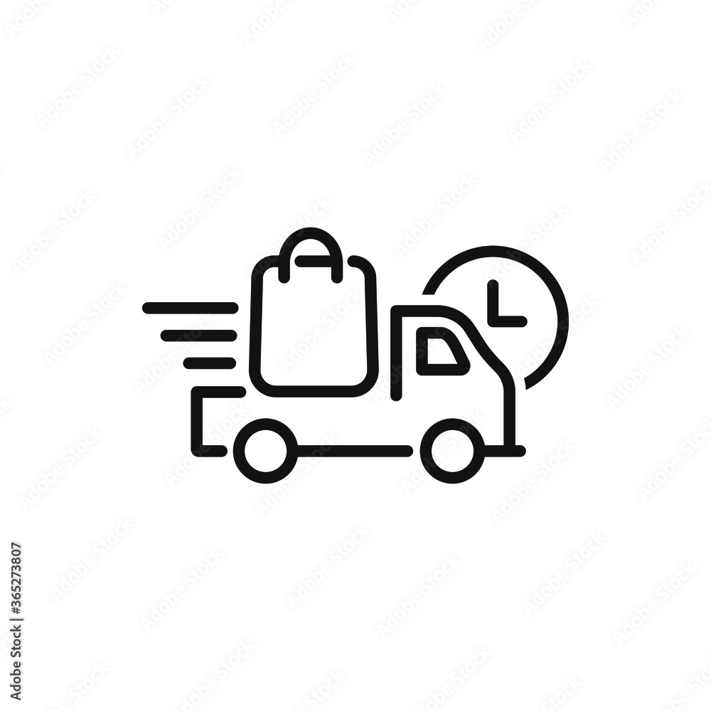 Fast delivery truck icon design line style isolated on white background. Vector illustration Fast delivery truck icon design line style isolated on white background. Vector illustration