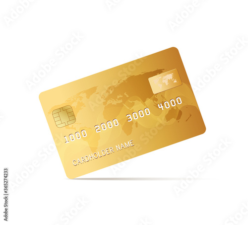 Vector realistic illustration design of golden credit (debit) card.