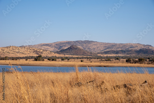 A lake in the african winter wilderness.