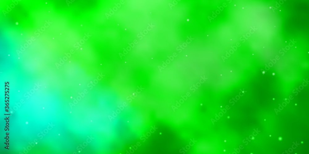 Light Green vector background with small and big stars. Colorful illustration with abstract gradient stars. Pattern for wrapping gifts.
