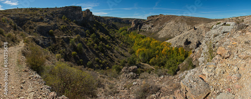 Landscape on hiking track near Pelegrina in park Barranco del Rio Dulce, Guadalajara, Spain
 photo