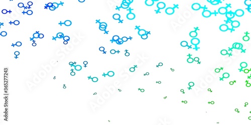 Light Blue, Green vector texture with women's rights symbols.