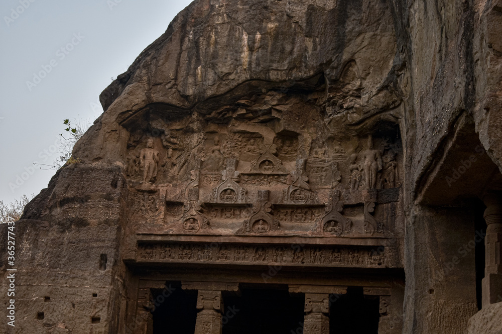 Stone carving, Ellora cave, Aurangabad, Maharashtra, India, Asia. Holy, caves.