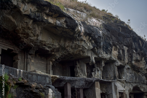 ancient stone carving ellora cave  aurangabad  maharastra india asia