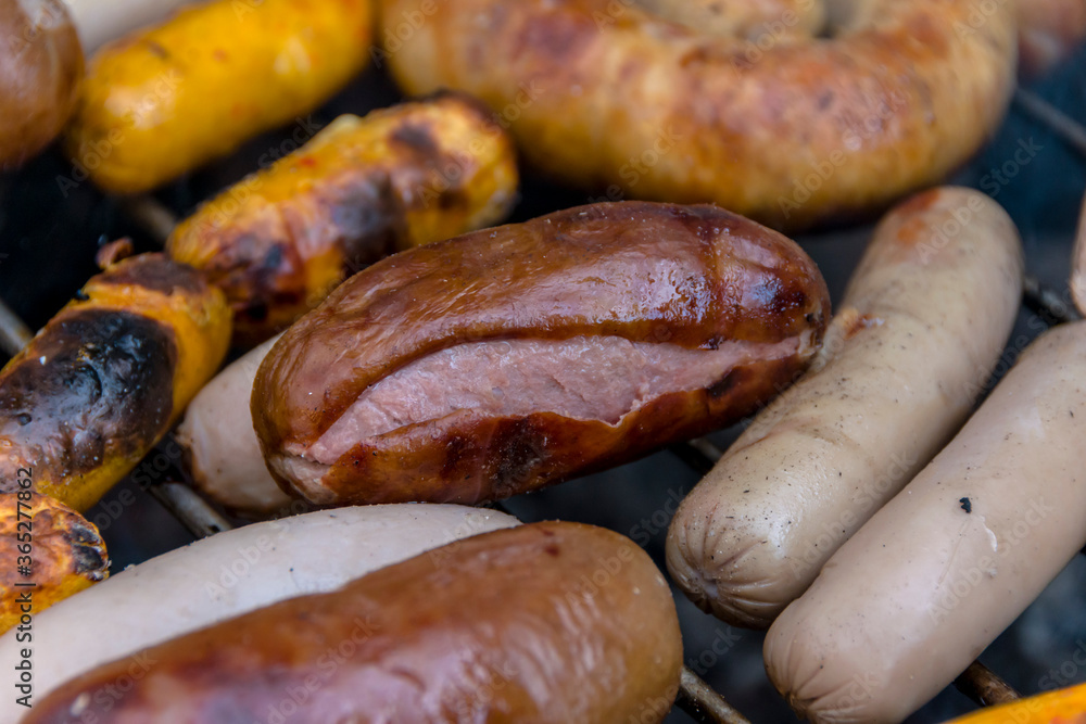 assorted meat sausages and dumplings barbecue grilled assorted meat sausages and dumplings barbecue grilled